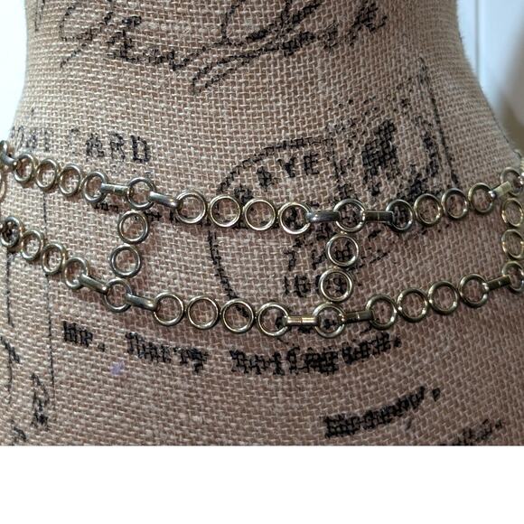 Vintage 2.25" Wide Parallel Loopy Gold Tone Chain Belt 37.5" - Picture 4 of 4